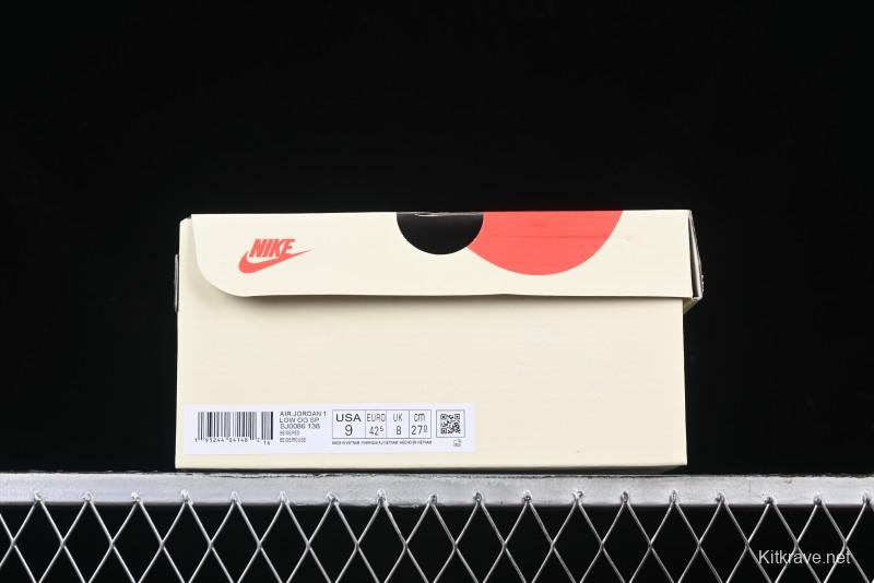 Nike Travis Scott x Fragment Design x Air Jordan 1 Low OG SP AJ1 Retro Sneakers with Reverse Swoosh - SJ0086-138