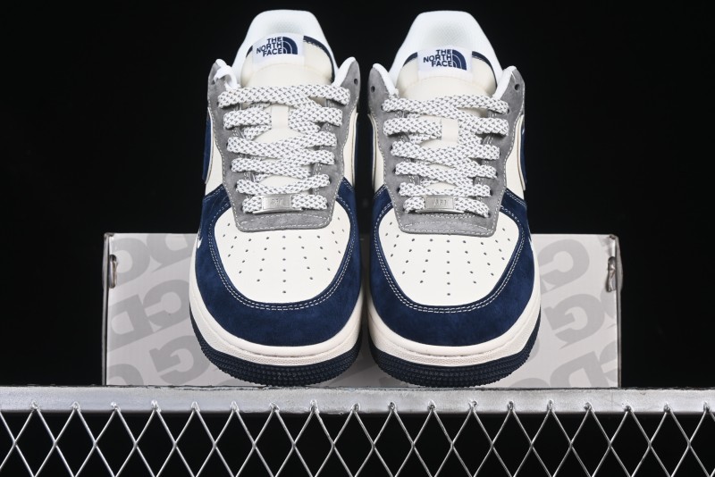 Nike Air Force 1 '07 Low The North Face Collaboration Beige Grey Navy Swoosh Casual Sneakers - XZ6188-975