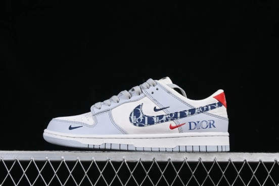 Nike SB Dunk Low Dior Collaboration Dark Blue Swoosh Anniversary High-End Custom Low-Top Casual Sneakers - DJ2024-126