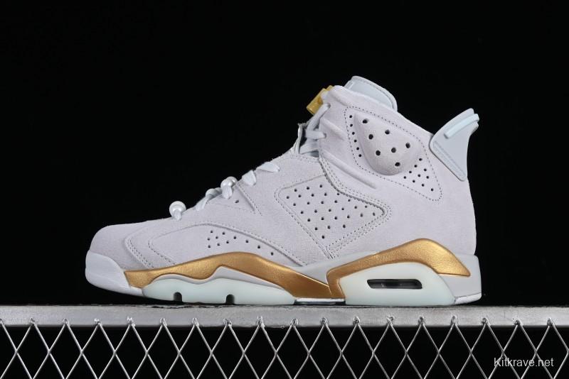 Nike Air Jordan 6 Retro Paris Olympics Sneakers with Metallic Gold Accents - DQ4914-074