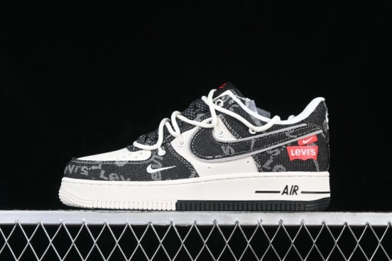 Nike Air Force 1 '07 Low Levi's Collaboration Black Denim Drawstring Casual Sneakers - SJ1198-800