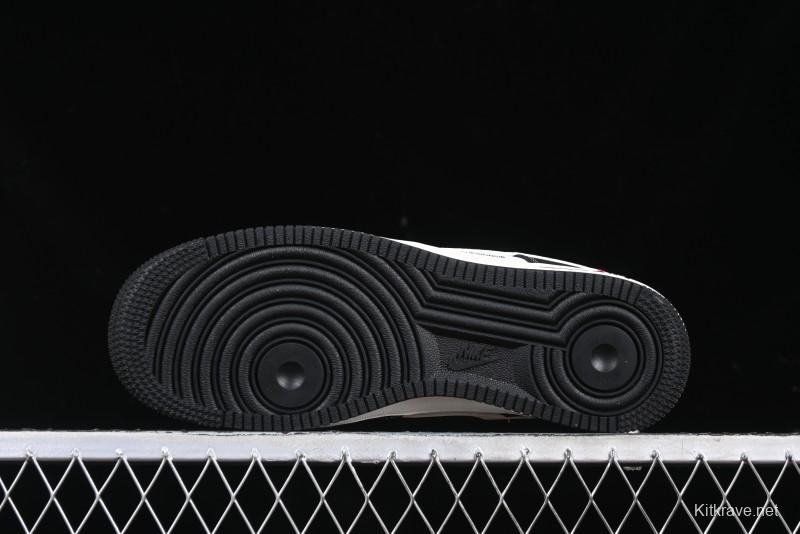 Nike Air Force 1 '07 Low Stussy Collaboration - Beige Black with Red Tab Low-Top Casual Sneakers - SJ6698-014