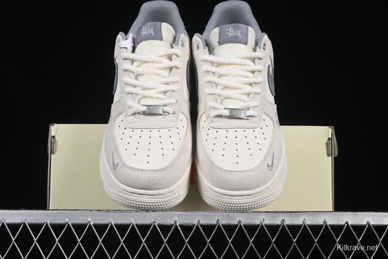 Nike Air Force 1 '07 Low Stussy Collaboration Dual-Tone Beige Low-Top Casual Sneakers - SJ6698-024