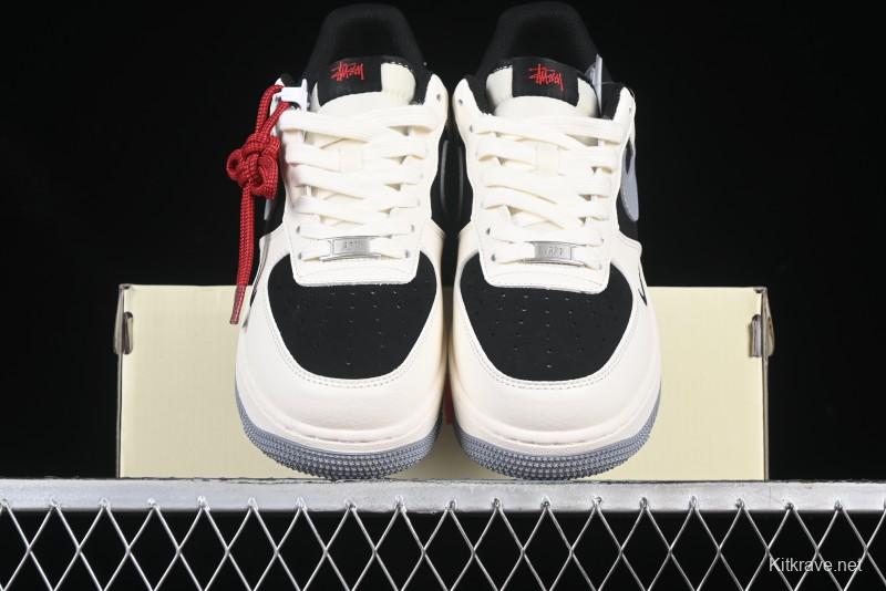 Nike Air Force 1 '07 Low Stussy Collaboration Beige Grey Black Low-Top Casual Sneakers - XZ6188-766