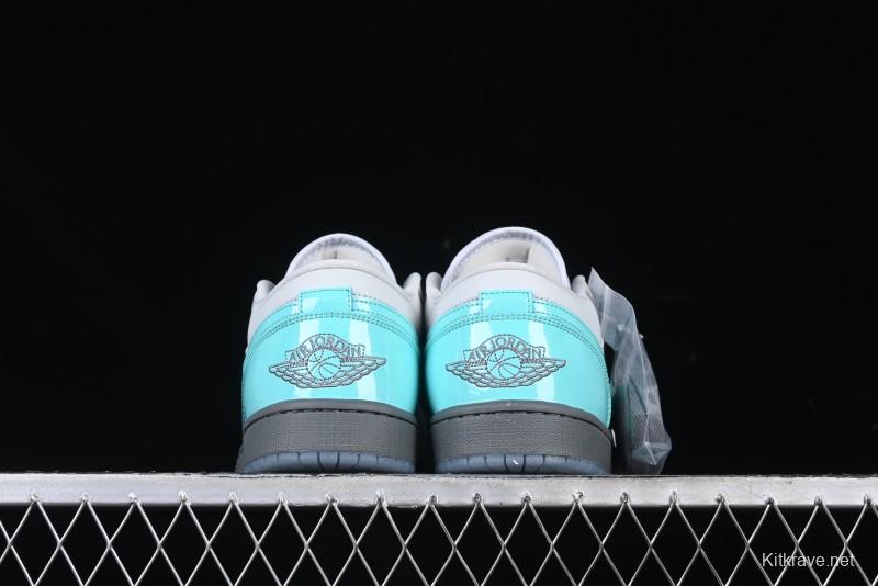 Nike Air Jordan 1 Low AJ1 Patent Leather Grey Green Casual Sneakers - HQ3599-025