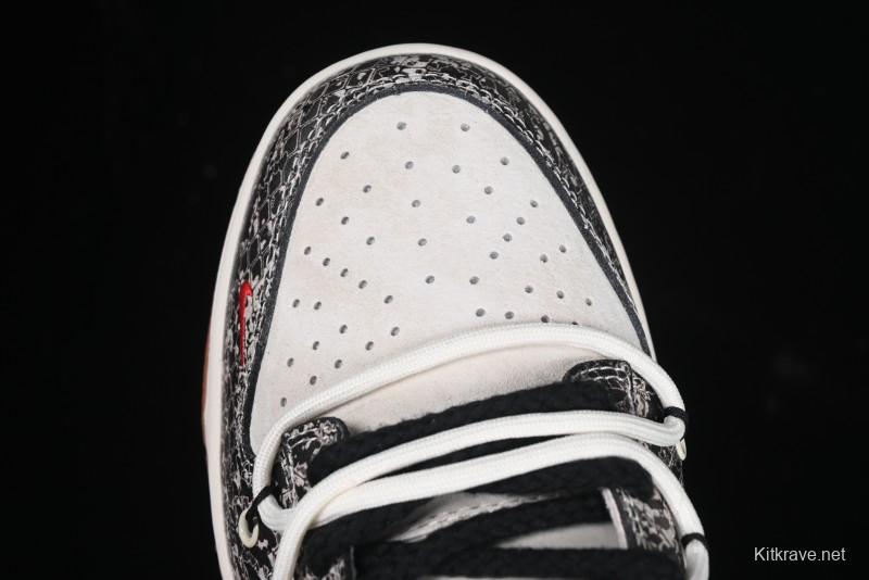 Nike SB Dunk Low Year of the Snake Series Snake Scale White Swoosh Customized Low-Top Casual Skate Shoes - YX5066-275