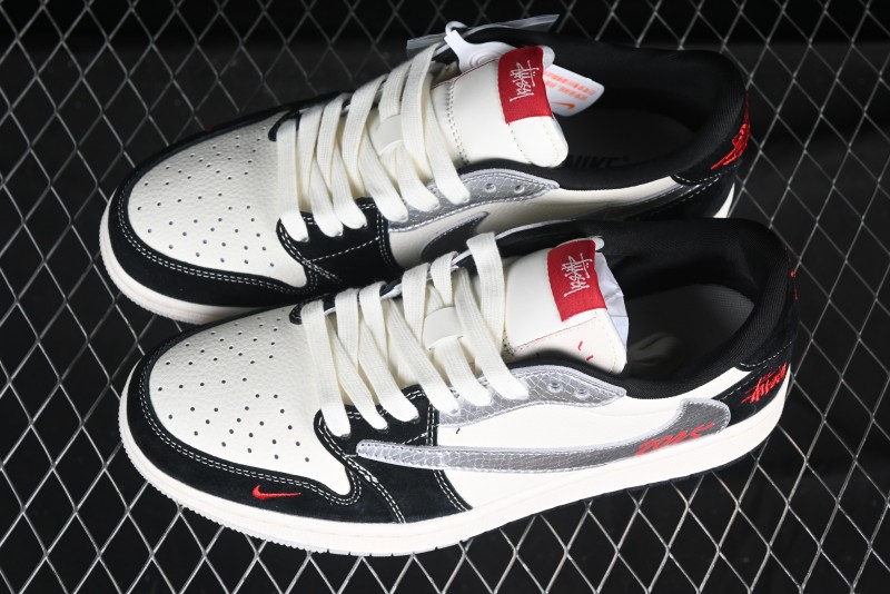 Nike Travis Scott x Fragment Design x Air Jordan 1 Low OG SP AJ1 Retro Sneakers with Unique Collaboration Design - DM9288-007