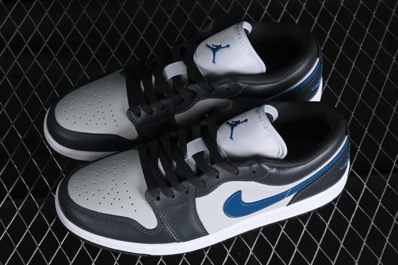 Nike Air Jordan 1 Low AJ1 Black Grey Blue Hook Basketball Shoes - DC0774-040