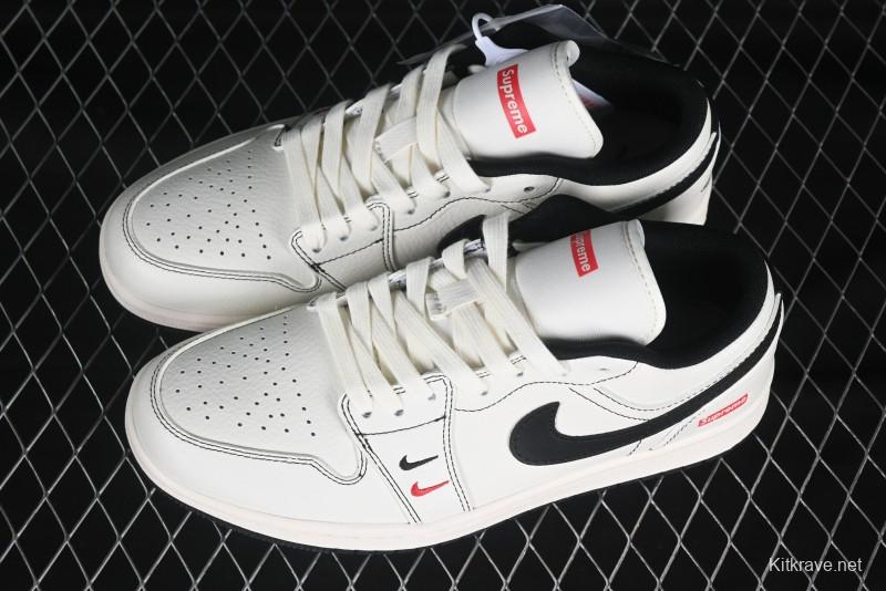 Nike Air Jordan 1 Low Supreme Collaboration Retro Basketball Shoes - XX3318-108