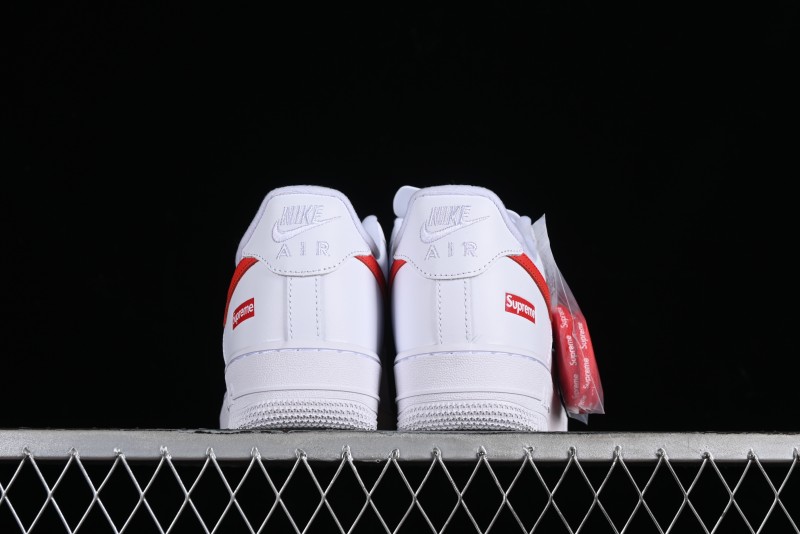Nike Supreme x Air Force 1 '07 Low White Red Collaboration Casual Sneakers - CU9225-101