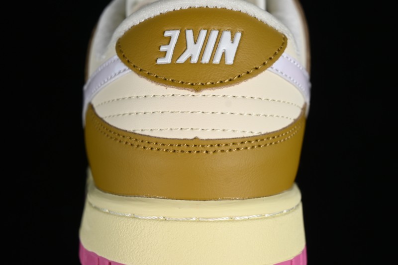Nike Dunk Low "Just Do It" SB Low-Top Casual Skate Shoes in Coconut Milk and Pink - FD8683-700