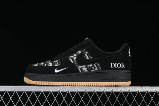 Nike Air Force 1 '07 Low Dior Collaboration Black Gum Knit Casual Sneakers - KK1988-058