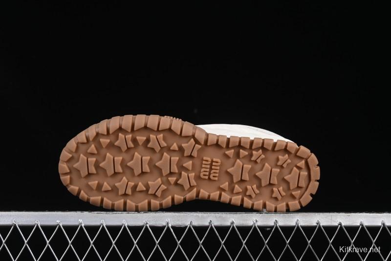 Miu Miu Suede Round Toe Lace-Up Women's Low-Top Casual Shoes in Beige - 99D4