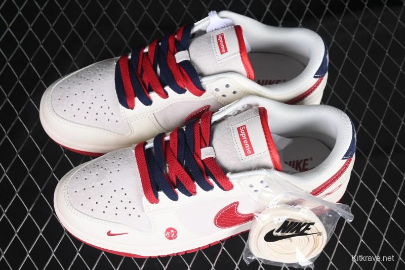 Nike SB Dunk Low Supreme Collaboration Year of the Snake Limited Edition Red Snake Print Anniversary Custom Low-Top Casual Sneakers - XS1086-015