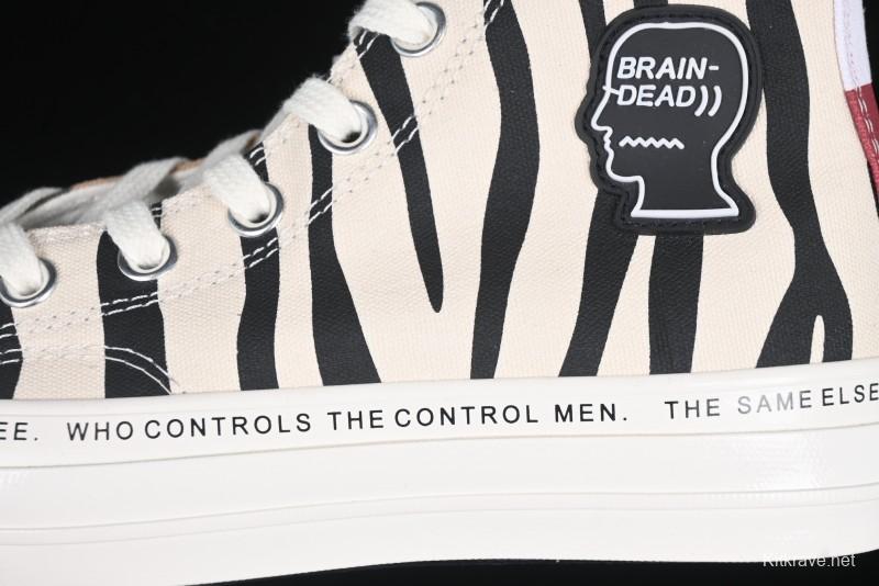 Converse x Brain Dead High Top Casual Sneakers with Mismatched Camouflage Design - A12219C