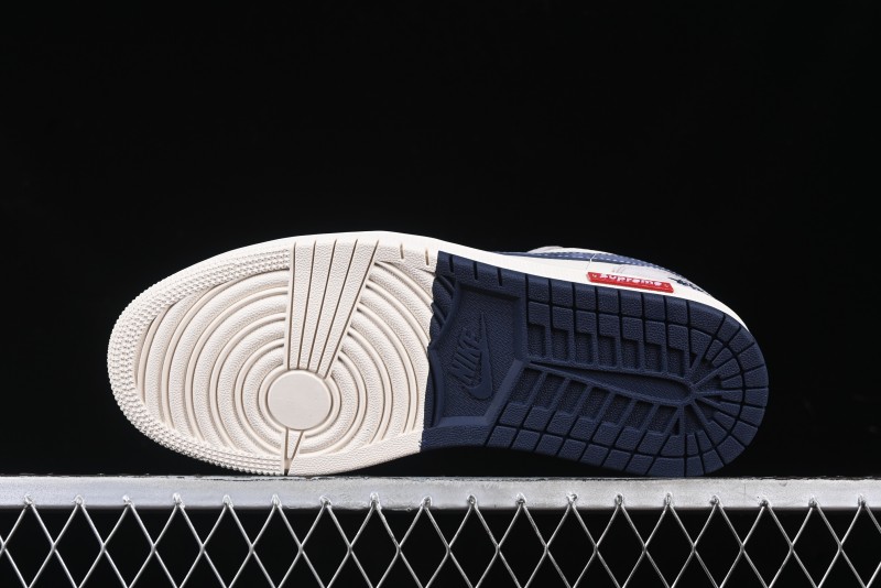 Nike Air Jordan 1 Low Stussy Collaboration Blue Suede Retro Basketball Shoes - SJ9950-035