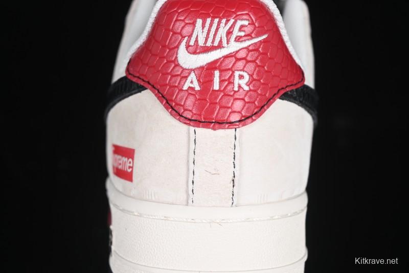 Nike Air Force 1 '07 Low Supreme Snake Year Limited Edition Black Snake Swoosh Low-Top Casual Sneakers - HH7518-033