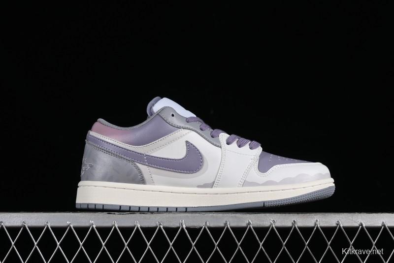 Nike Air Jordan 1 Low AJ1 Retro Basketball Shoes with Panda Mischief Modern Floral Design - 553560-053