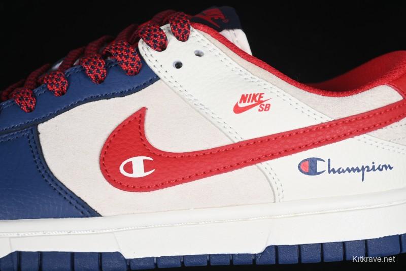 Nike SB Dunk Low Edison Chen Collaboration Blue Red Swoosh Anniversary Custom Low-Top Casual Skate Shoes - DJ2024-099