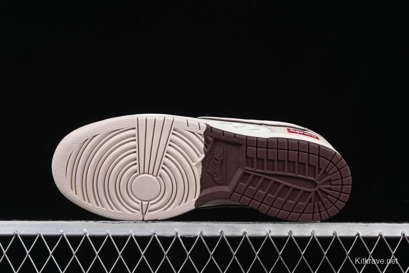 Nike SB Dunk Low Supreme Collaboration Bullet Screen White Check Anniversary High-End Custom Low-Top Casual Skate Shoes - DJ2024-091