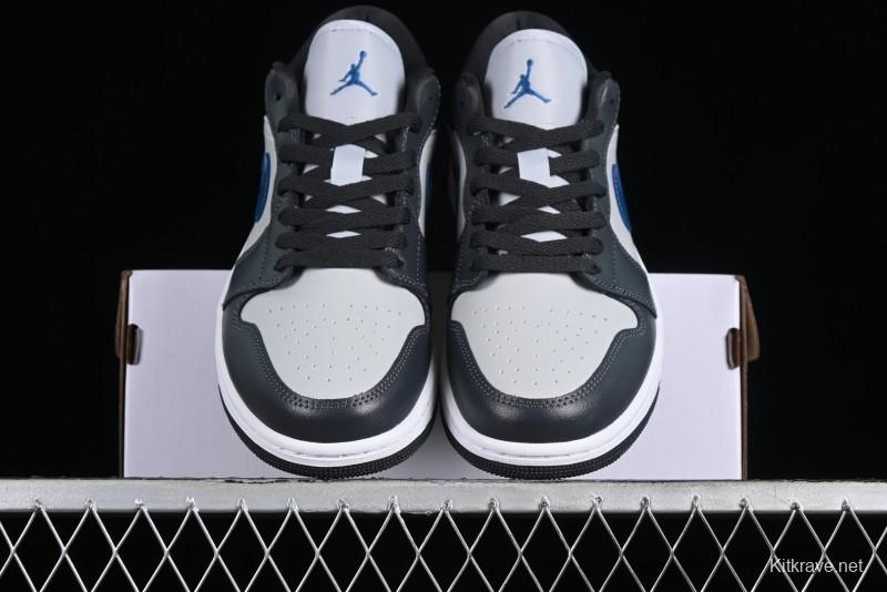 Nike Air Jordan 1 Low AJ1 Black Grey Blue Hook Basketball Shoes - DC0774-040