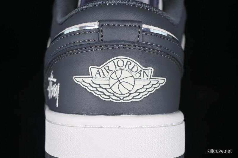Nike Air Jordan 1 Low Stussy Collaboration - Signal Black Retro Basketball Shoes - XX3318-966