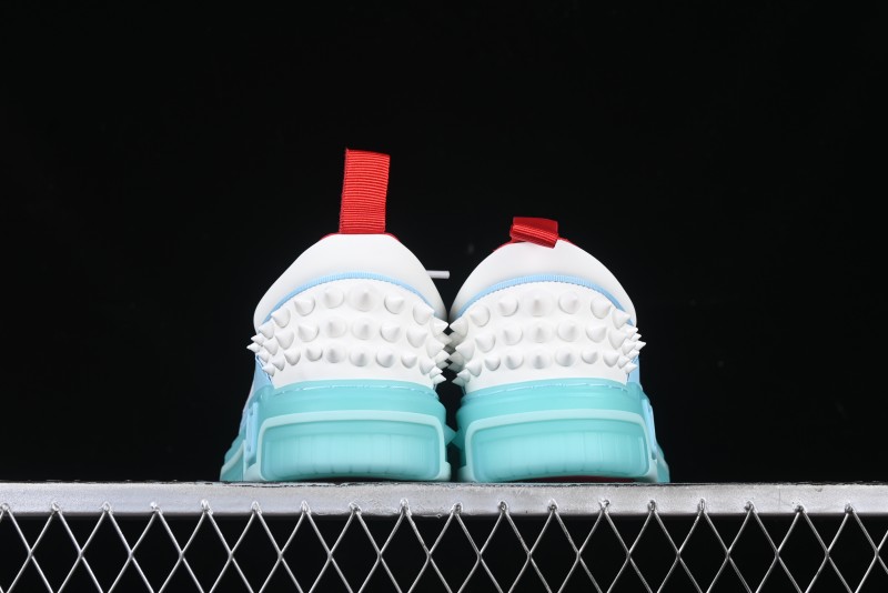 Christian Louboutin Funnyto Flat Comfortable Fashion Low-Top Sneakers with Raw Ice Blue Sole - X.D4