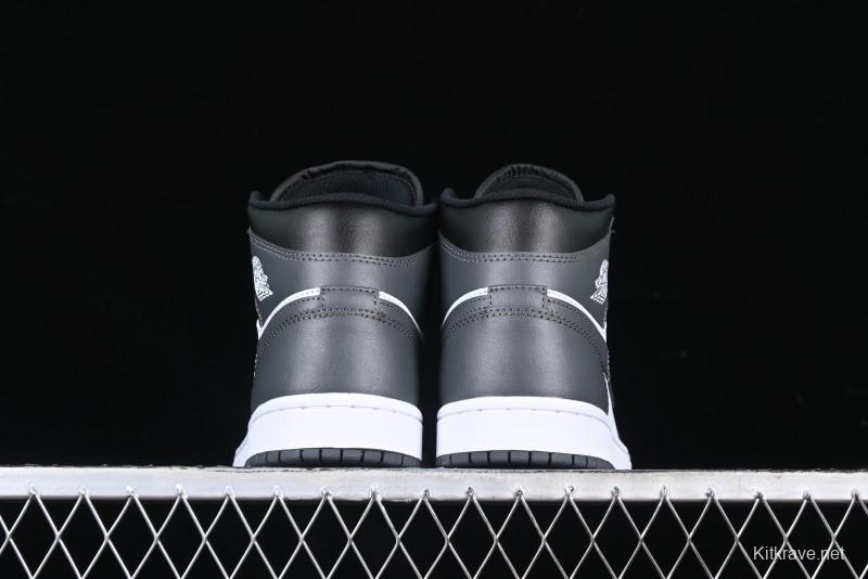 Nike Air Jordan 1 Mid AJ1 White Black Gray Culture Leisure Sneakers - DQ8426-001