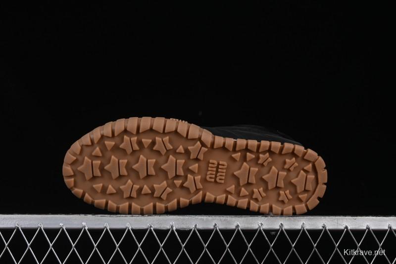 Miu Miu Suede Round Toe Lace-Up Women's Low-Top Casual Shoes - 99D4