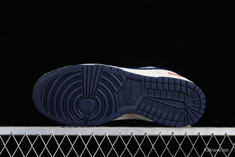 Nike Supreme x SB Dunk Low Balenciaga Collaboration - Off White Blue Canvas Anniversary High-End Custom Low-Top Casual Sneakers - XX2025-310