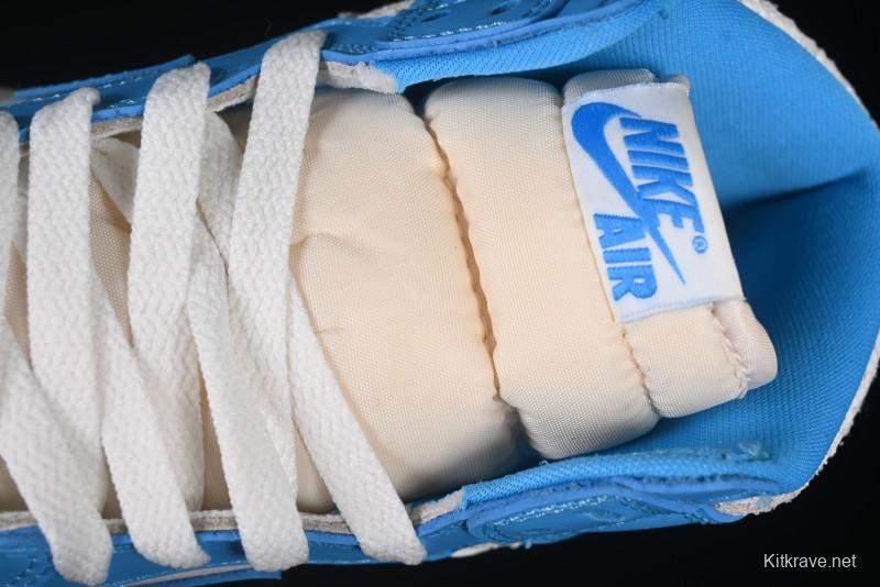 Nike Air Jordan 1 High OG "UNC Reimagined" Retro Basketball Shoes with Cracked Leather and Vintage Midsole - DZ5485-402