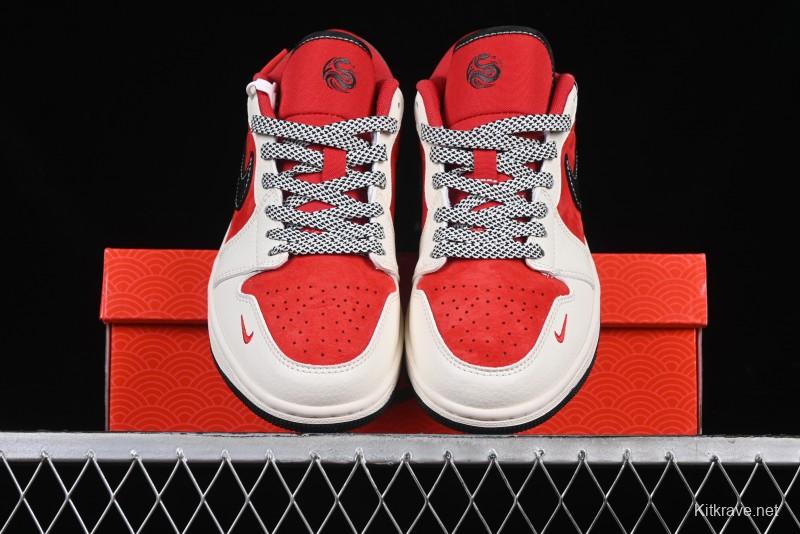 Nike Air Jordan 1 Low Supreme Collaboration Year of the Snake Limited Edition Retro Basketball Shoes - FC1688-203