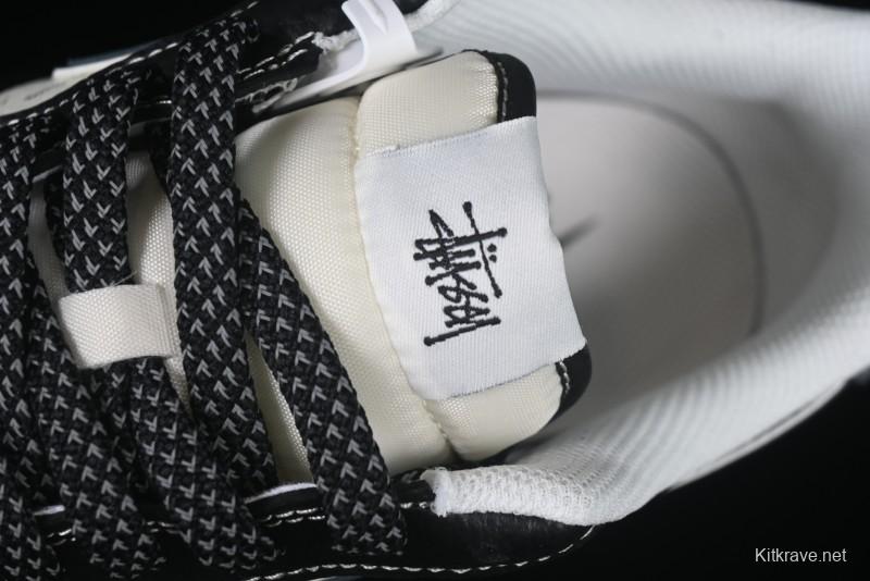 Nike Air Force 1 '07 Low Stussy Collaboration Grey Blue Black Leather Low-Top Casual Sneakers - XZ6188-199