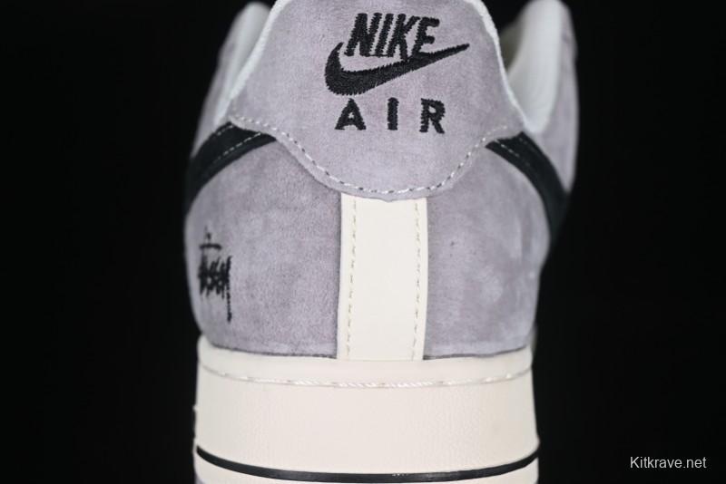 Nike Air Force 1 '07 Low Stussy Collaboration Black Grey Patchwork Low-Top Casual Sneakers - XZ6188-363