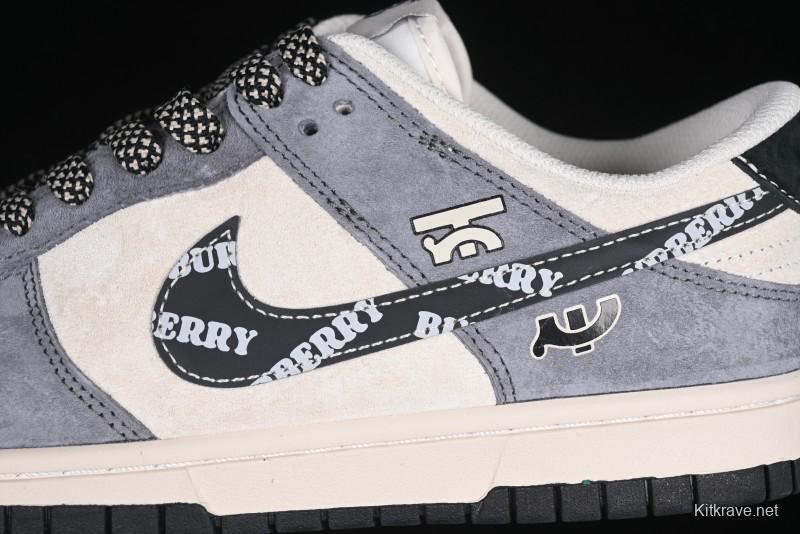 Nike SB Dunk Low Anniversary Edition Customized Sneakers with Grey Swoosh Logo - DJ2024-083