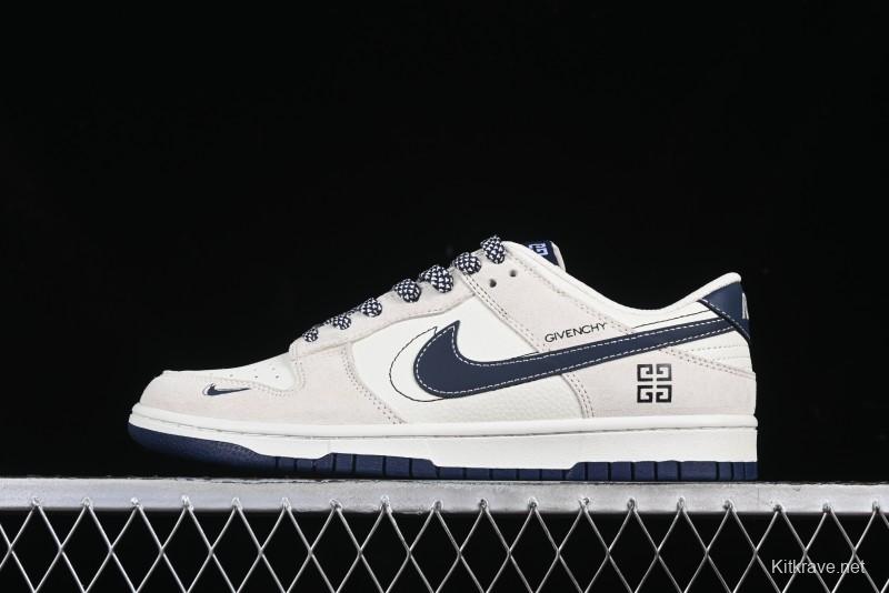 Nike SB Dunk Low Givenchy Collaboration Grey Pigskin Anniversary Custom Low-Top Casual Skate Shoes - DJ2024-112
