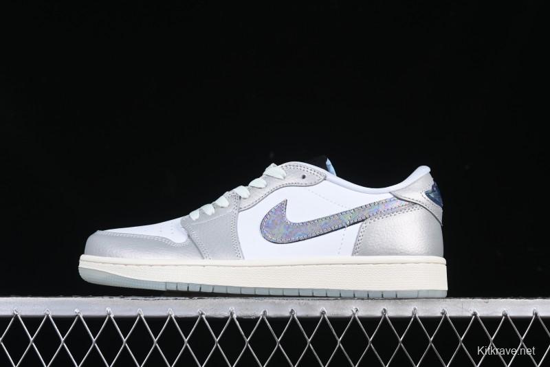 Nike Air Jordan 1 Low OG Retro Basketball Shoes Snake Year Limited Edition Silver Snake - HF3144-100