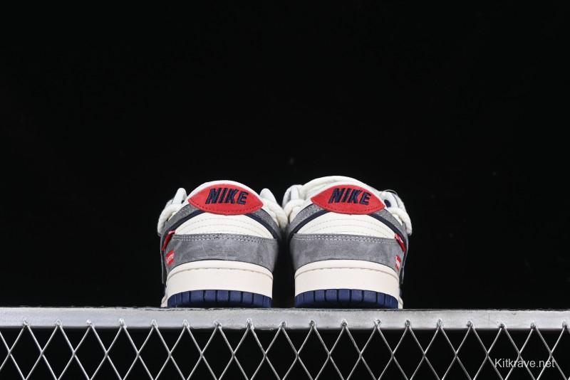 Nike SB Dunk Low Supreme Collaboration Sneakers in Gray Blue with Gray Swoosh - YX5066-260