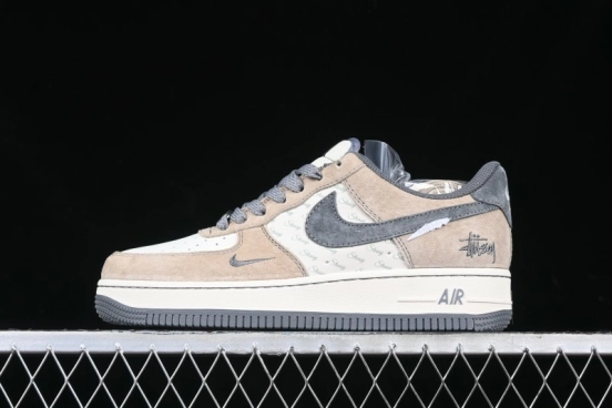 Nike Air Force 1 '07 Low Stussy Collaboration - Lambskin Brown Low-Top Casual Sneakers - XZ6188-888