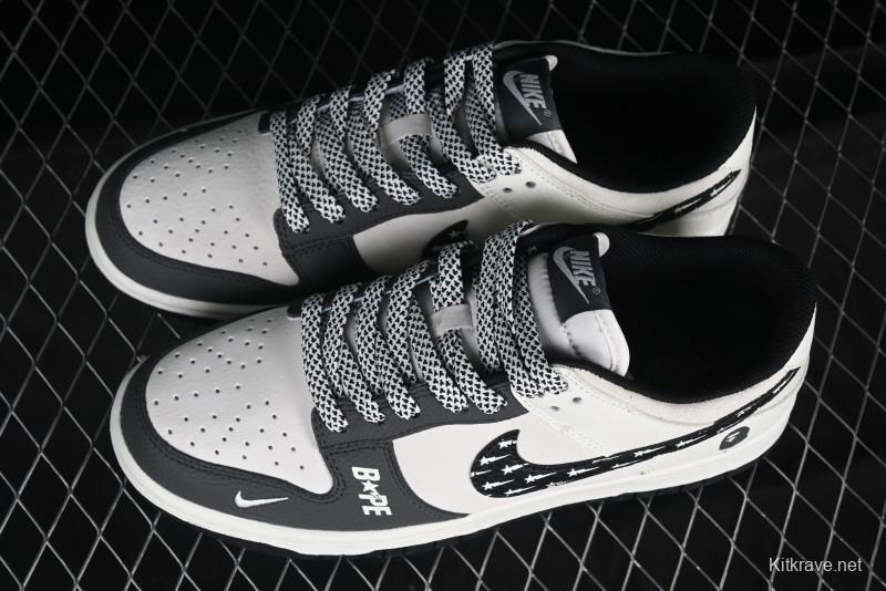 Nike SB Dunk Low BAPE Collaboration Full Print Five-Point Star Black Swoosh Anniversary High-End Custom Low-Top Casual Skate Shoes - DJ2024-122