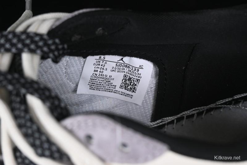 Nike Travis Scott x Fragment Design x Air Jordan 1 Low OG SP AJ1 Stussy Collaboration - Black Hook Dual-Tone Drawstring Low-Top Casual Sneakers - SJ0086-139