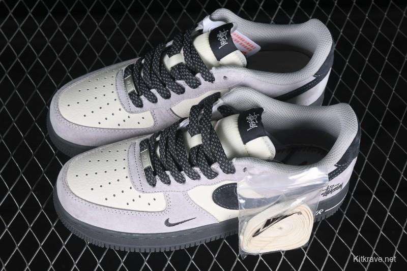 Nike Air Force 1 '07 Low Stussy Collaboration Beige Grey Jade Sole Low-Top Casual Sneakers - XZ6188-196