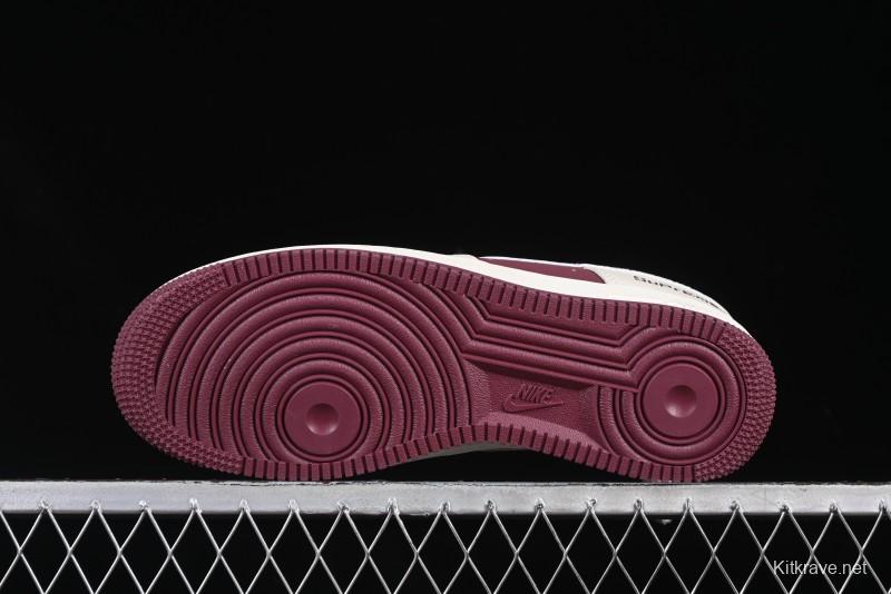Nike Air Force 1'07 Low Supreme Collaboration Rice Wine Red Casual Sneakers - KK1988-070
