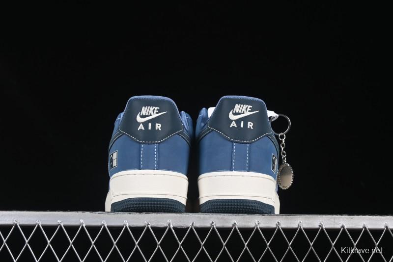 Nike Air Force 1 '07 Low Collaboration White Blue Ghost Face Casual Sneakers with Strap - KK1988-068