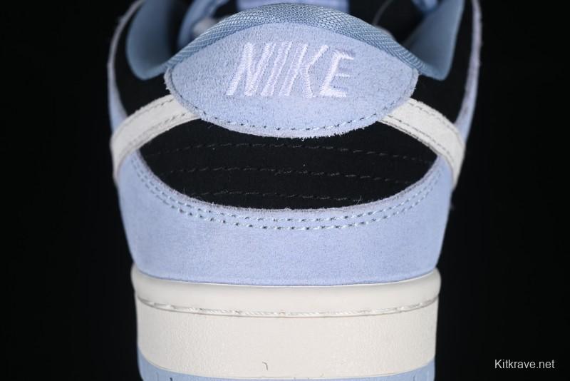 Nike SB Dunk Low Aluminum Skateboarding Shoes with Black Blue White Swoosh - HF3063-400