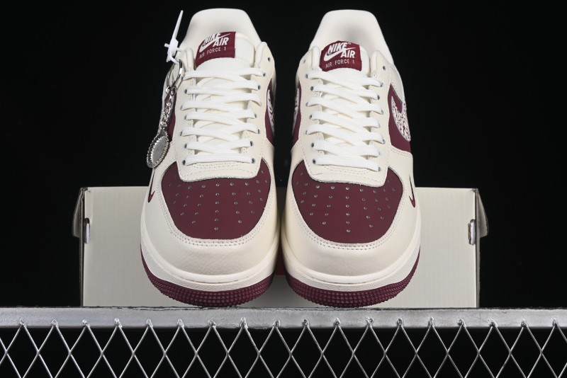 Nike Air Force 1'07 Low Supreme Collaboration Rice Wine Red Casual Sneakers - KK1988-070