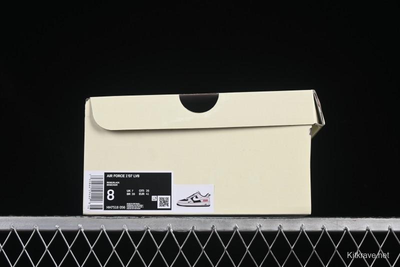 Nike Air Force 1 '07 Low Supreme Collaboration Beige Black Spliced Casual Sneakers with Strap - HH7518-056
