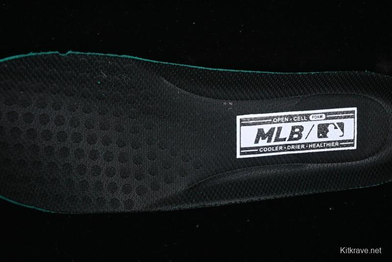 NY Yankees Black Leather Sneakers with Bold Orange Logo