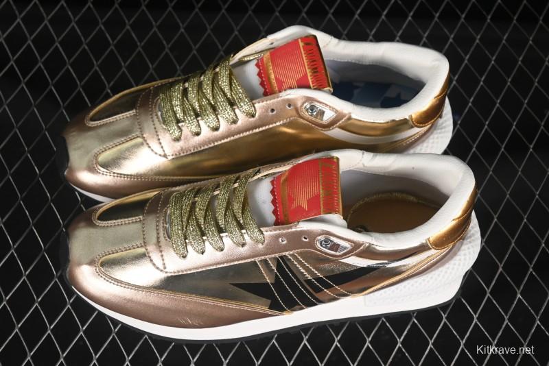 Golden Goose Marathon White Black Gold Comfortable Low-Top Lifestyle Sneakers - H8D4