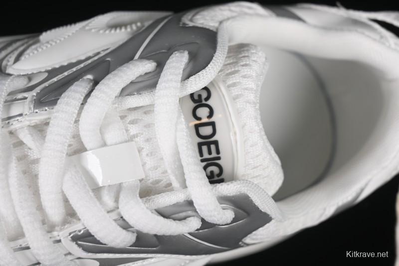 GG-CC Chunky Low Casual Fashion Sneakers with Thick Sole and Height Increasing Design - 2607 White